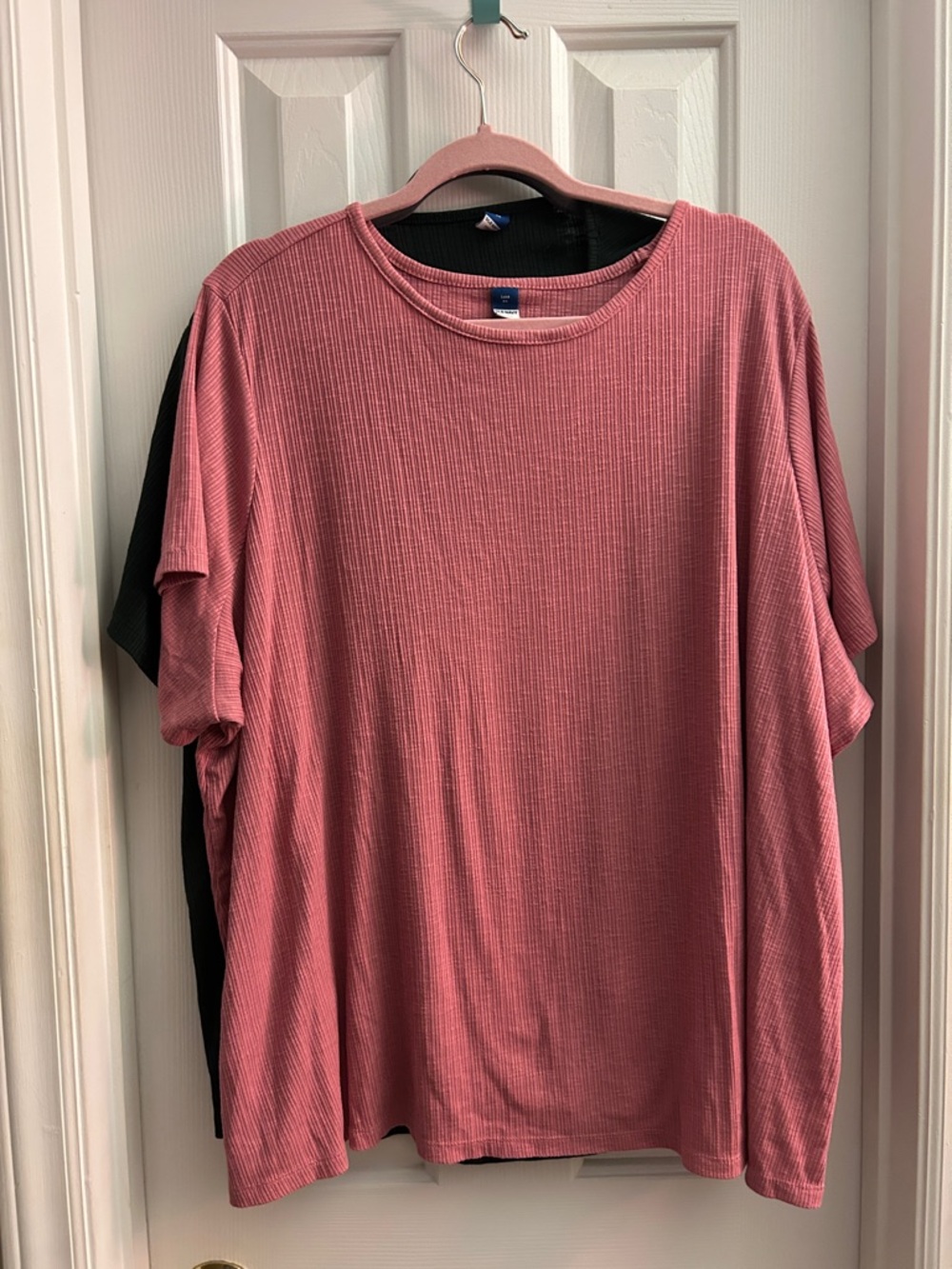 Two Old Navy Luxe  Ribbed Short-Sleeve T-Shirt - Dusty Rose and Green